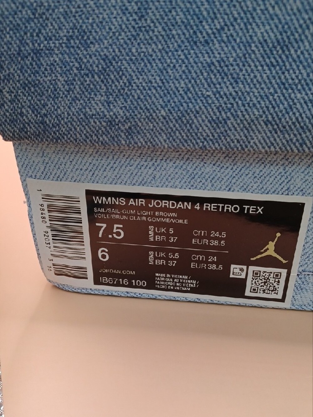 Nike Air Jordan 4 Retro Tex Sneaker-Multi Blue Size W:7.5 M:6 US IB6716-100 - Picture 15 of 15
